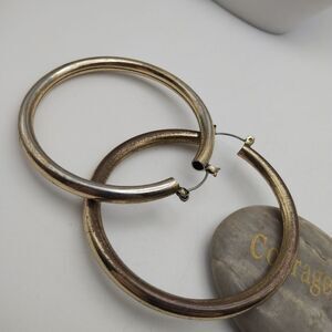 Medium hoop antiquated distressed‎ earrings estate find!